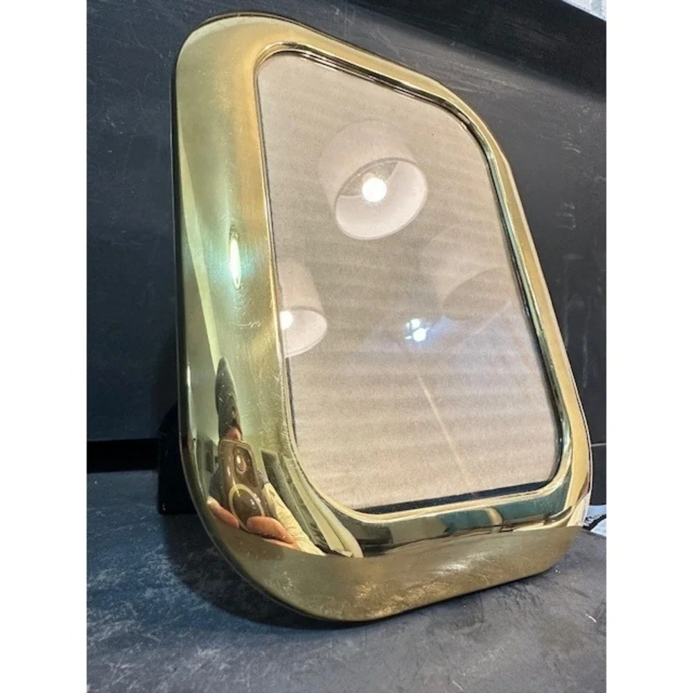 Vintage Polished Gold Tone Rounded Rectangular Picture Frame 5x7 Mid Century MCM